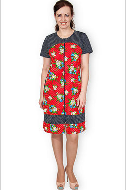 Халат женский с карманами на молнии, красный (341-2) - Плиона фото 2