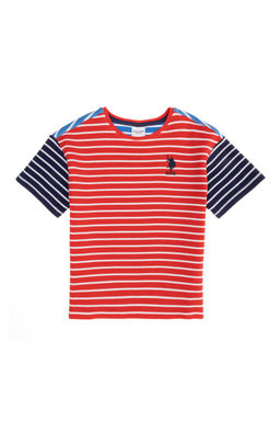 Футболка U.S. Polo Assn с круглым вырезом красная из хлопка с эластаном  фото 7