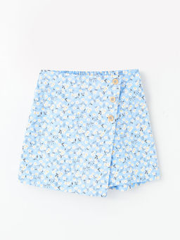 Beli Lastikli ?i?ekli K?z ?ocuk ?ort Etek