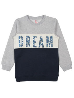 CRB wear/CWK 62265 Платье типа туника для девочки, серый меланж-темно-синий/Ex.Cherubino фото 3