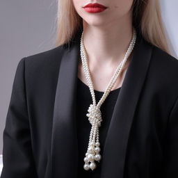 Бусы Узел 2 нити, бусины №6-14, цвет молочный, 80 см