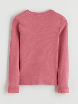 Bisiklet Yaka Bask?l? K?z ?ocuk Ti??rt