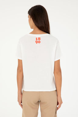 Футболка U.S. Polo Assn женская экрю хлопок  фото 12