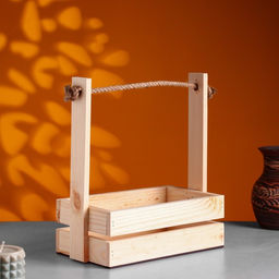 Набор кашпо деревянных 2 в 1 (25.51530; 201223 см) Аром, ручка канат, Натуральная сосн 1006000 - Дарим красиво фото 2