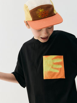 Футболка оверсайз "Уголь" с карманом 7+