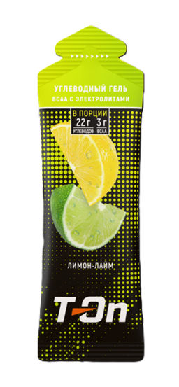 Углеводный гель ELECTROLYTE GEL со вкусом ЛИМОН-ЛАЙМ 60г ТМ T-on (22г углев)