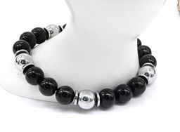 Браслет из агата черонго и терагерца шарик 10мм, 18см