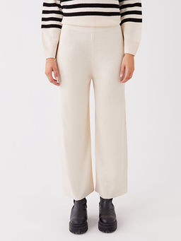 Beli Lastikli D?z Geni? Pa?a Kad?n Triko Pantolon