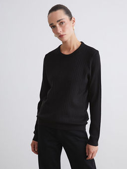 Bisiklet Yaka Kendinden Desenli Kad?n Triko Kazak