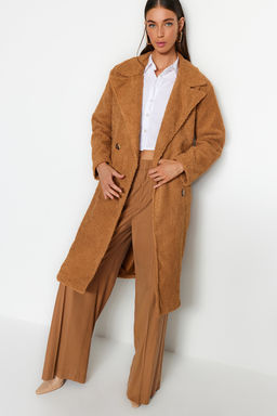 Camel Oversize Genis Kesim Uzun Buklet Kaban TWOAW24KB00037