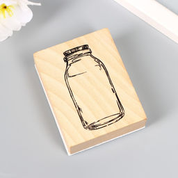 Печать дерево, резина «Бутылка для молока», 7×5.5 см