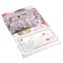 Простыня на резинке Евро Макси "Жаклин" 180х200см, свесы 27см, поплин 115г/м2, хлопок 100%, упаковка "классическая" ПВХ 28х41см, "Домашняя мода" (Россия)