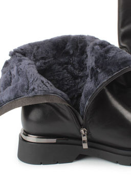 Z4228M BLACK Полусапоги зимние женские (натуральная кожа, натуральный мех) - Фабричный китай фото 4