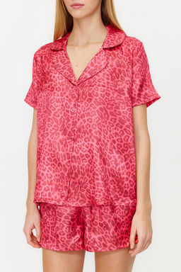 Trendyolmilla Pembe Cok Renkli Leopar Desenli Saten Sortlu Dokuma Pijama Tak?m? THMSS20PT0158 фото 12