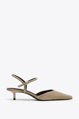 SUEDE KITTEN-HEEL SLINGBACKS - Zara фото 2