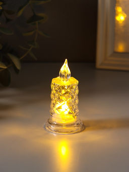 Цена за 4 шт. Светодиодная свеча LED - ночник RISALUX «С подтёками, грани», 3×LR41, прозрачный, 3.5×3.5×7 см