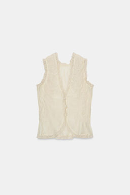 LACE SHIRT WITH COVERED BUTTONS - Zara фото 9