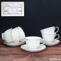 Чайный набор 12 предметов 250 мл на ножке со стразами / RS/12-FY196003 /уп 8/ Отводка золотом - Галеонтрейд фото 2