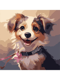 Картина по № на холсте "Малыши. Счастливый щенок" 30*30см (Х-6327)