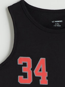 Bisiklet Yaka Bask?l? Erkek ?ocuk Atlet