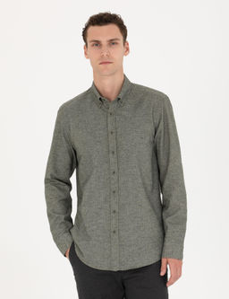 Рубашка Pierre Cardin Slim Fit с длинным рукавом зеленая