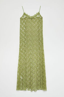 TRENDYOLMILLA Limited Edition Yag Yesili Dantel Ask?l? A-Line Maxi Esnek Orme Elbise TWOSS25EL00486