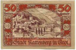 Банкнота 50 геллеров 1920 года Австрия  Раттенберг (нотгельд)