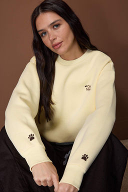 Ac?k Sar? Regular/Normal Kal?p Nak?s Detayl? Kal?n Ici Polarl? Orme Sweatshirt TWOAW26SW00200