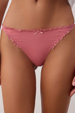 Pembe-Cok Renkli 3lu Pamuklu Kurdele/Fiyonk ve Dantel Detayl? Orme Tanga Kulot THMAW26KU00007 - Trendyolmilla фото 4