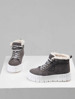 Ботинки 243.212131w. серый замок замша / Шерсть