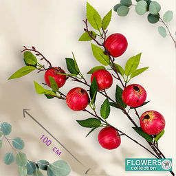 Ветка с красными яблоками декоративное растение 100см