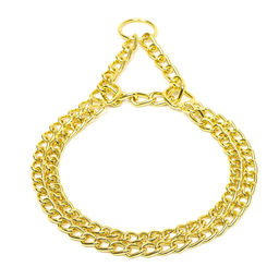 Ошейник - полуудавка металлический двухрядный, 50 см, толщина проволоки 2,5 мм, золотистый - Пижон фото 2