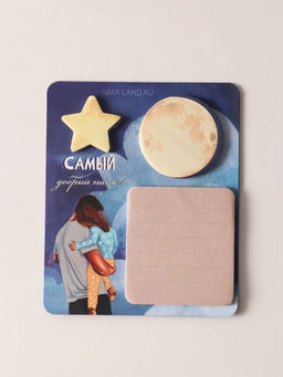 Цена за 2 шт. Магнит на холодильник с блоком для записей и стикерами Самый добрый папа!, 10?12 см