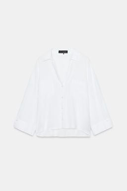 CAMISA FLUIDA CON LINO / Blanco - Zara фото 6