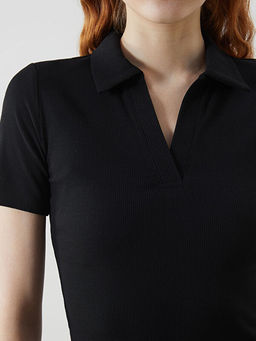 Polo Yaka Bodycon Elbise