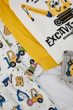 Ekru-Sar? Bask?l? Orme Erkek Cocuk Pijama Tak?m? TKDAW26PT00010 - Trendyolmilla фото 5