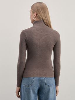 Джемпер с высоким воротником в риб / Zarina  фото 5