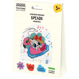 Алмазная мозаика 9,5*8,5см "Брелок. Кошечка" (АМБ_48254, "ТРИ СОВЫ") частичное заполнение