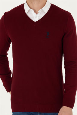 U. S. Polo Assn Мужской бордово-красный базовый свитер - U.s. polo assn фото 6