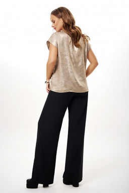 Брюки палаццо из струящегося крепа с карманами AVE RARA 4104 черный  фото 7