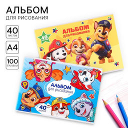 Альбом для рисования на скрепке 40 листов, 2 штуки, Щенячий патруль