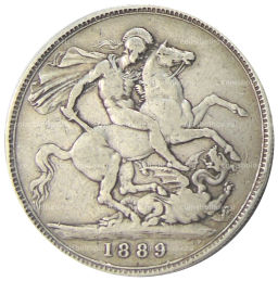 Монета 1 крона 1889 года Великобритания