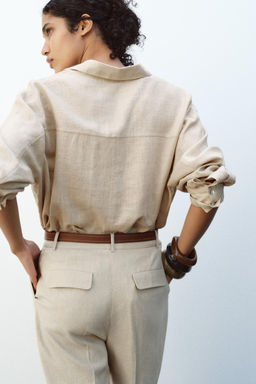 LINEN BELTED STRAIGHT-LEG TROUSERS - Zara фото 4