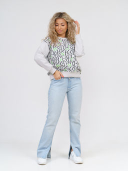 892 Свитшот "Светло-серый/буквы/зеленый"