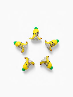 Цена за 5 шт. Шарм «Банан», жёлто-зелёный в чернёном серебре