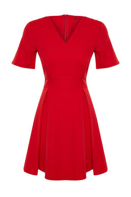 K?rm?z? Kusakl? Belden Ac?lan Mini Dokuma Elbise TWOSS24EL00504 - Trendyolmilla фото 7