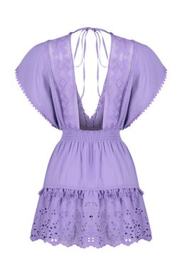 TRENDYOLMILLA Siyah Dokuma %100 Pamuk Brode Detayl? Mini Plaj Elbisesi TBESS21EL1248 фото 26