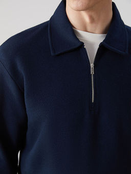 Polo Yaka Uzun Kollu Erkek Sweatshirt