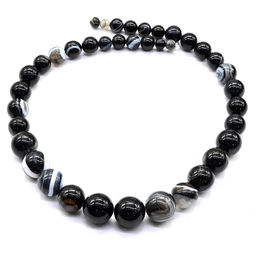 Бусины из агата глазкового Шарик на увеличение 6-16мм, 42см, 39 бусин Радуга камня