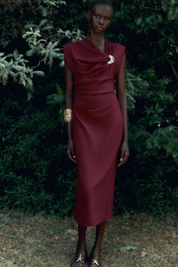 GOLD APPLIQUE MIDI DRESS